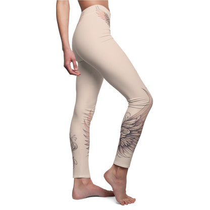 Boho Women's Leggings with Wing Design, Fashionable Casual Wear, Activewear, Gift for Her, Yoga Pants