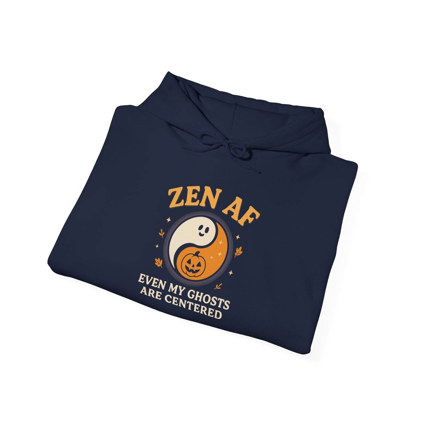 Zen AF Halloween Hoodie - Funny Ghost Yin Yang Sweatshirt | Yoga Mindfulness Pullover