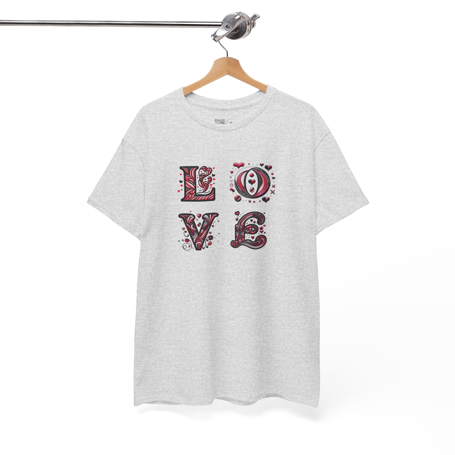 Loved Up Unisex Heavy Cotton Tee - Perfect for Couples, Valentine's Day, Love Celebrations, Heartwarming Gifts, Cozy Casual Wear