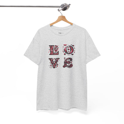 Loved Up Unisex Heavy Cotton Tee - Perfect for Couples, Valentine's Day, Love Celebrations, Heartwarming Gifts, Cozy Casual Wear