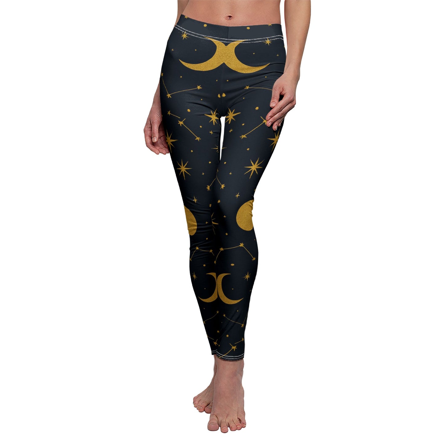 Celestial Pattern Leggings - Stylish Women's Yoga Pants, Comfortable Loungewear, Astrology Gift, Workout Leggings, Starry Night Fashion