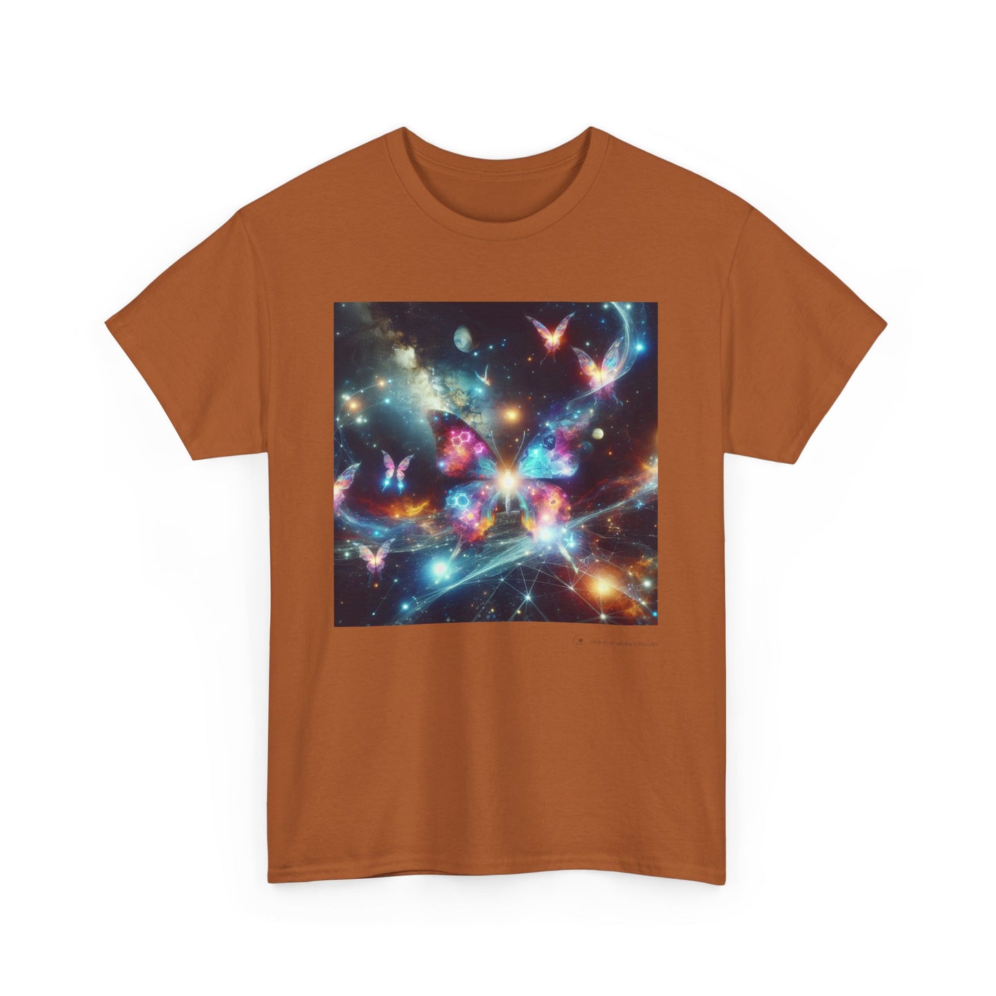 Cosmic Butterfly Graphic Tee, Unisex Cotton T-Shirt, Space Art Shirt, Festival Attire, Nature Lover Gift, Vibrant Wear, Gift for Her