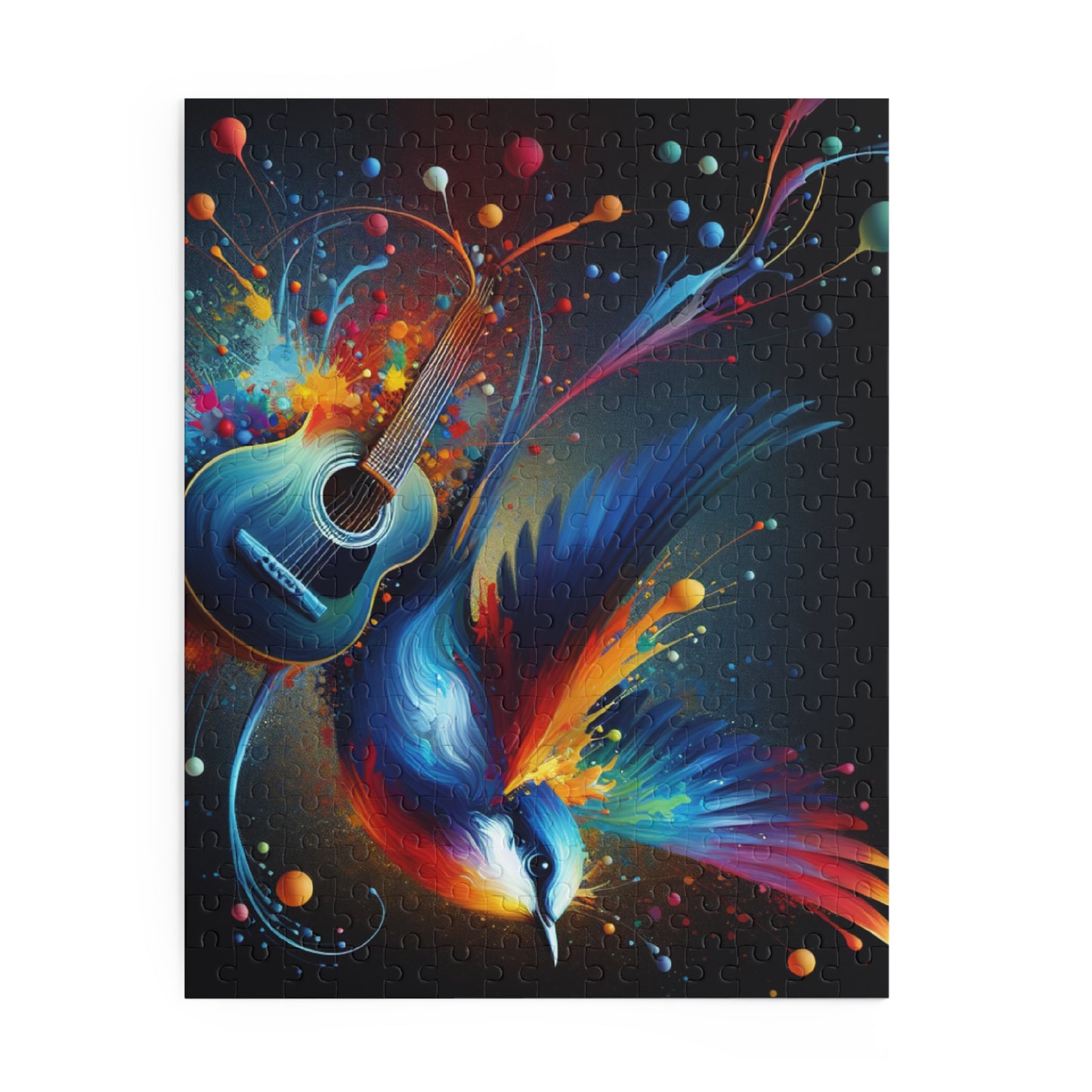 Colorful Bird and Guitar Puzzle, Artistic Puzzle for Music Lovers, Nature Puzzle for Family Nights, Gift for Music Enthusiasts, Unique Wall