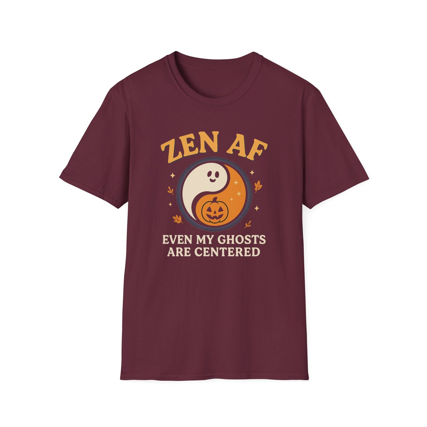 Zen AF Ghost Tee - Funny Halloween Yin Yang T-Shirt | Unisex Mindfulness Graphic Tee
