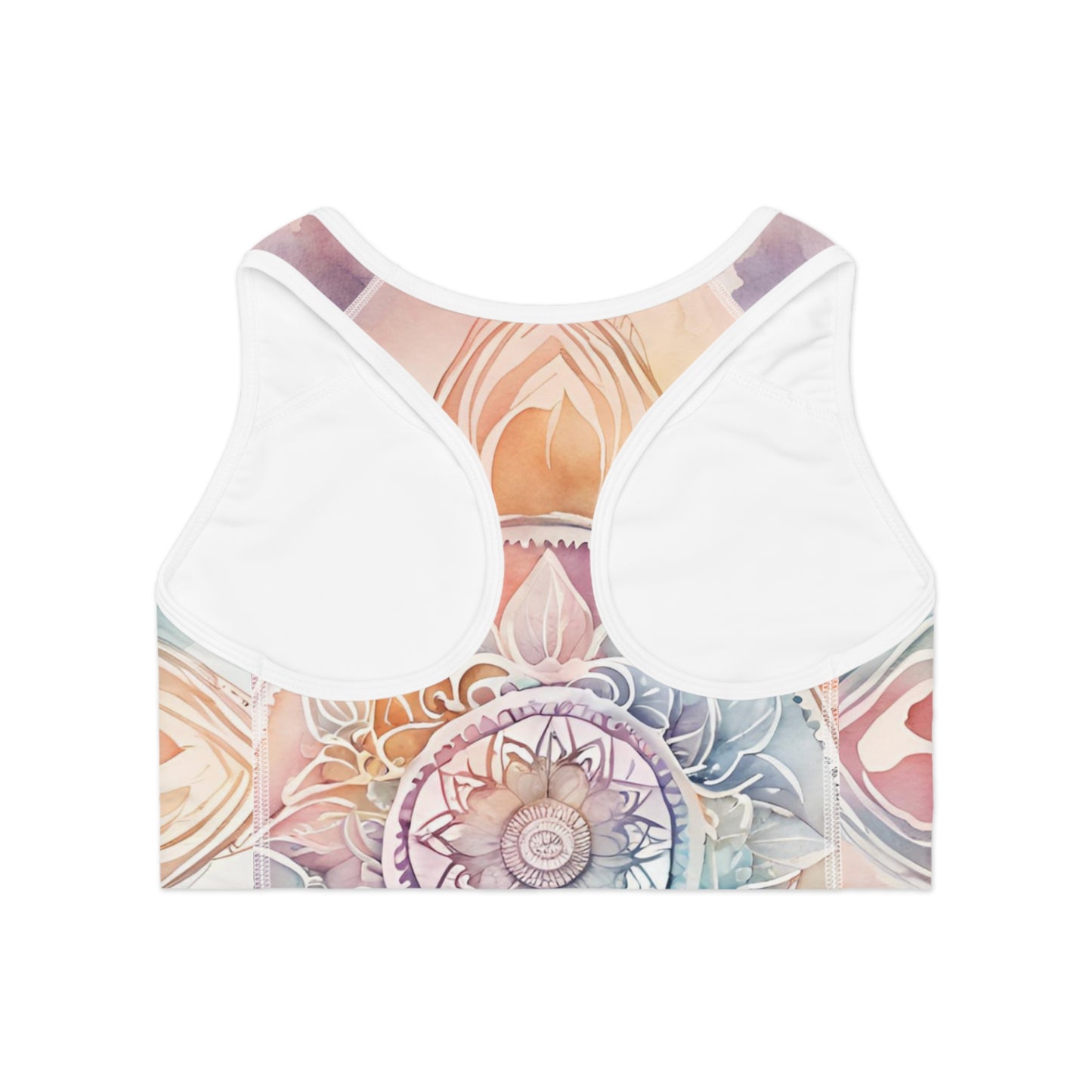 Mandala Watercolor Sports Bra, Yoga Top, Workout Gear, Wellness Gift, Fitness Apparel, Eco-Friendly Activewear