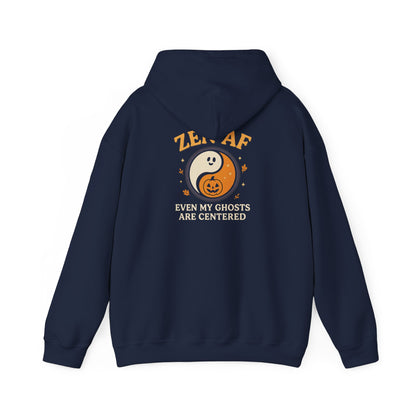 Zen AF Halloween Hoodie - Funny Ghost Yin Yang Sweatshirt | Yoga Mindfulness Pullover