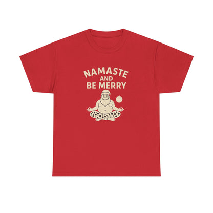 Namaste and Be Merry Christmas Shirt - Funny Yoga Santa Tee | Unisex Holiday Gift for Yogis