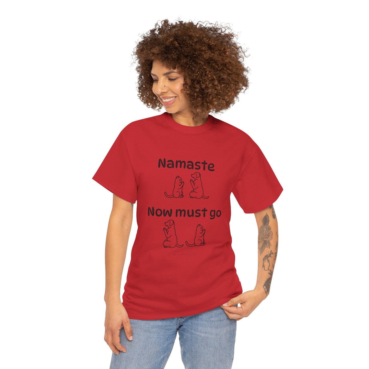 Namaste Pilates Meditation Cat and Dog Zen T Shirt | Namaste Now Must Go Animal Yoga Lover Unisex Heavy Cotton Pet T Shirt for Gift
