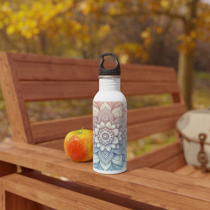 Meditative Floral Stainless Steel Water Bottle, Eco-Friendly Hydration, Gift for Yoga Lovers, Travel Companion, Reusable Water Bottle