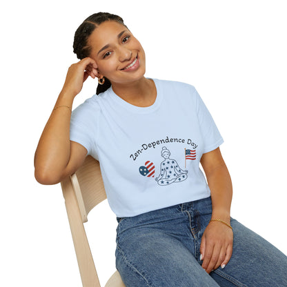 Relaxed Zen T-Shirt for Independence Day Celebration, Unisex Tee, Mindfulness Apparel, July 4th Gift, Comfortable Casual Wear