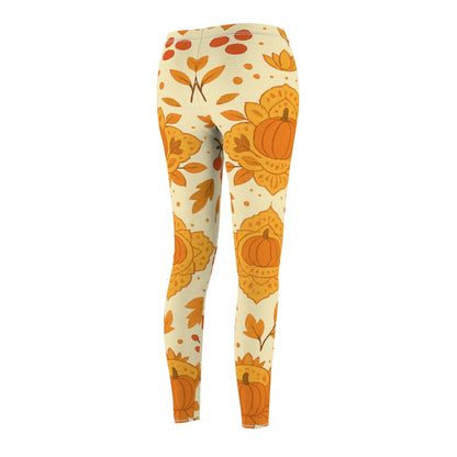 Autumn Floral Leggings - Women's Fall Botanical Print Pants | High Waisted Yoga Tights