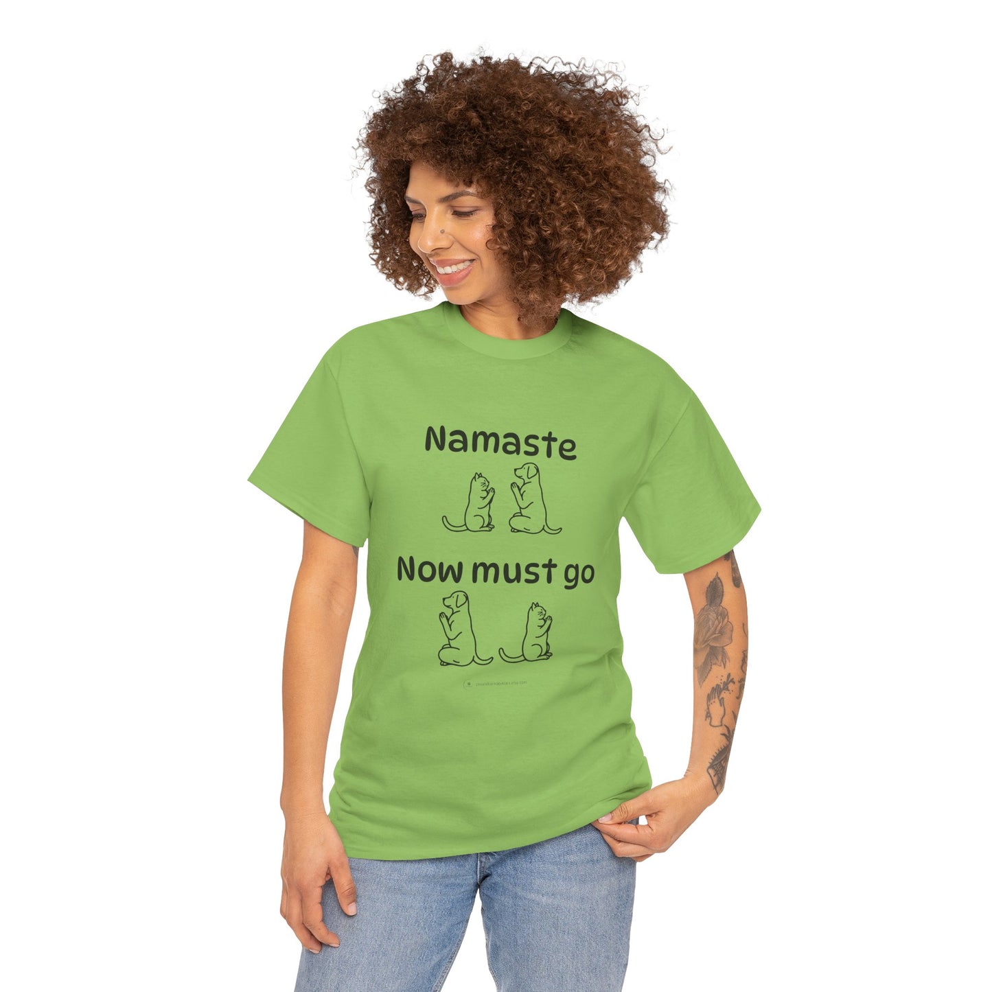 Namaste Pilates Meditation Cat and Dog Zen T Shirt | Namaste Now Must Go Animal Yoga Lover Unisex Heavy Cotton Pet T Shirt for Gift