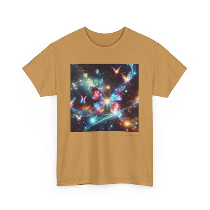 Cosmic Butterfly Graphic Tee, Unisex Cotton T-Shirt, Space Art Shirt, Festival Attire, Nature Lover Gift, Vibrant Wear, Gift for Her