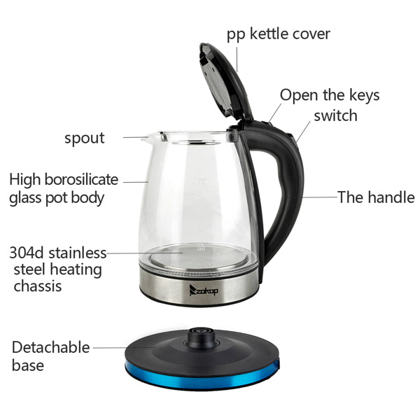 American Standard Electric Kettle 120V, 1200W With Filter Screen And Inner Steel Cover