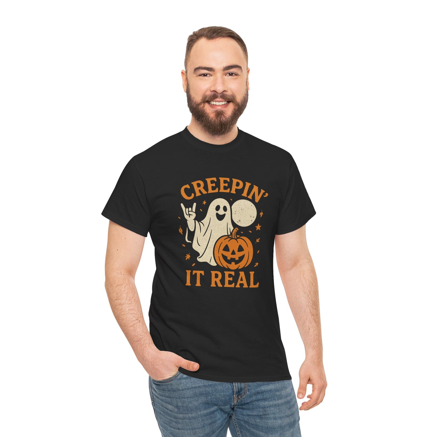 Halloween Ghost and Pumpkin T-Shirt - Unisex Spooky Graphic Tee | Fall Costume Shirt