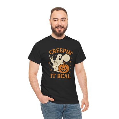 Halloween Ghost and Pumpkin T-Shirt - Unisex Spooky Graphic Tee | Fall Costume Shirt
