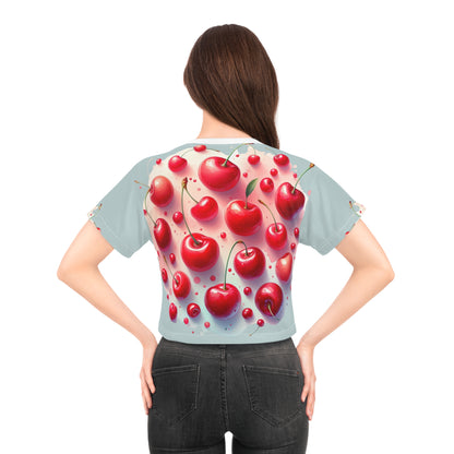 Cherry Pop Vibes Crop Tee - Women's crop tee, gift for her, breathable crop tee