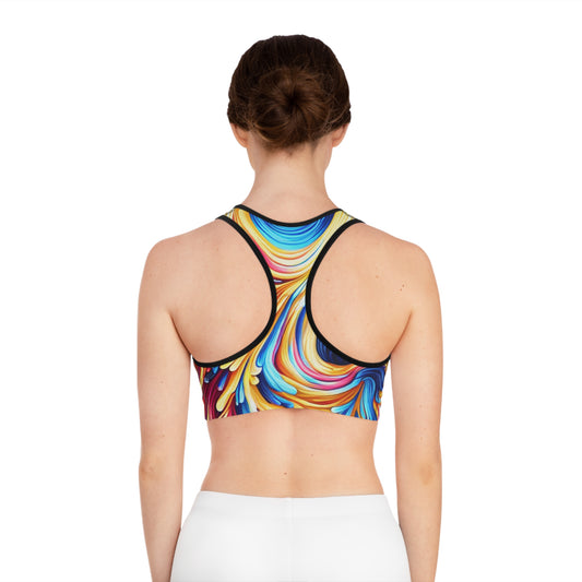 Vibrant Abstract color Splash Sports Bra, Gym Top, Activewear, Yoga Bra, Fitness Apparel, Workout Gear, Colorful Sportswear