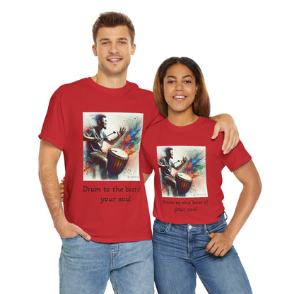 Artistic Drummer Unisex Heavy Cotton Tee -Gift for Musicians, Concert T-Shirt, Art Lovers, Gifts, Festivals, Summer Vibes, gift for him