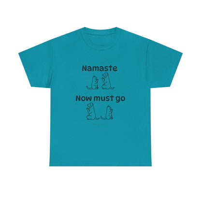 Namaste Pilates Meditation Cat and Dog Zen T Shirt | Namaste Now Must Go Animal Yoga Lover Unisex Heavy Cotton Pet T Shirt for Gift