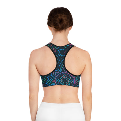 Colorful Mandala Sports Bra - Boho Yoga Top | Women's Activewear Fitness Bra