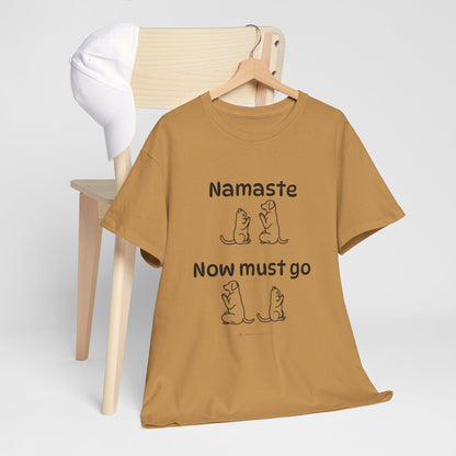 Namaste Pilates Meditation Cat and Dog Zen T Shirt | Namaste Now Must Go Animal Yoga Lover Unisex Heavy Cotton Pet T Shirt for Gift