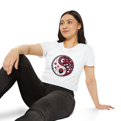 Yin Yang Heart Crop Top, Trendy Festival Tee, Boho Summer Shirt, Womens Casual Style, Valentines Day Shirt