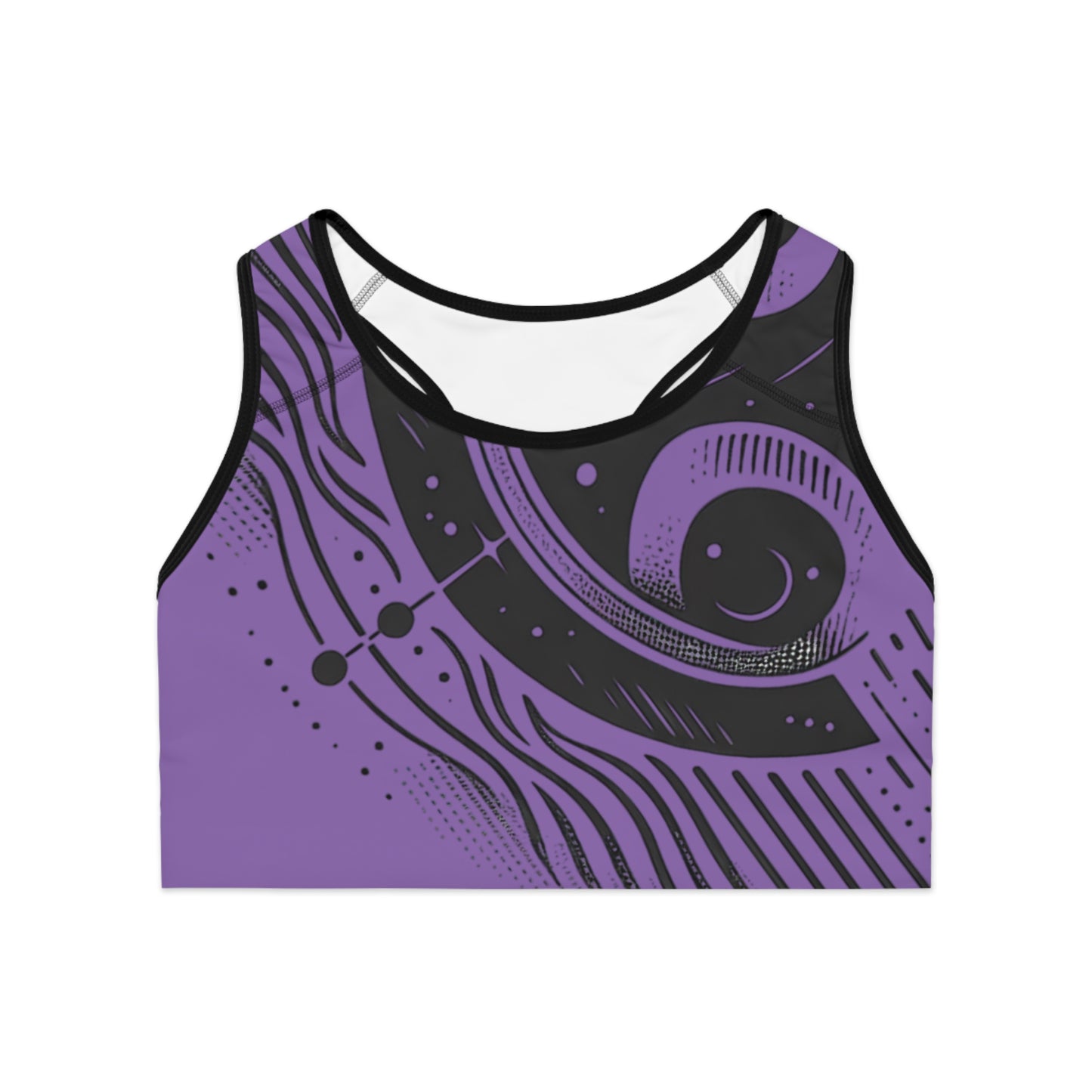 Mystical Boho Yoga Bra, Tribal Workout Sports Bra, Cute Fitness Crop Top, Gym Athletic Wear, Bohemian Exercise Top
