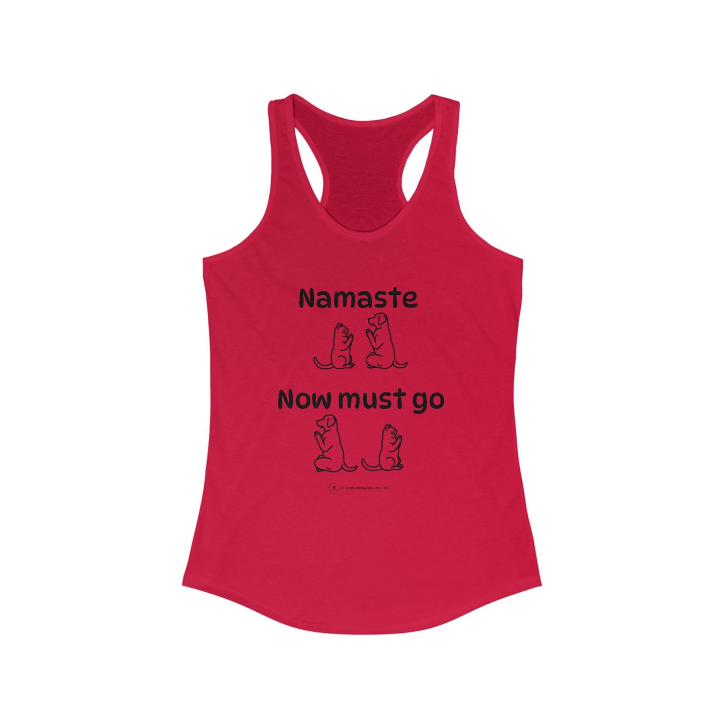 Namaste Meditation Animal Lover Workout Zen Tank Top | Namaste Now Must Go Dog and Cat Design Racerback Tank Top Shirt for Women