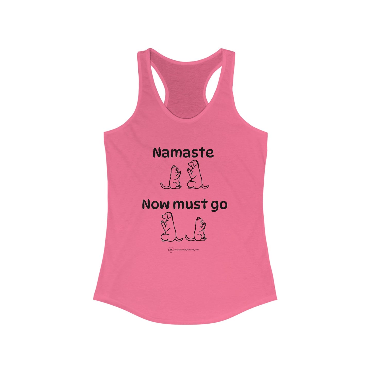 Namaste Meditation Animal Lover Workout Zen Tank Top | Namaste Now Must Go Dog and Cat Design Racerback Tank Top Shirt for Women
