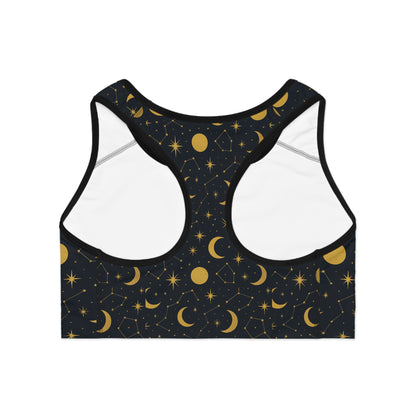 Celestial Sports Bra - Cosmic Yoga, Activewear, Festival Outfit, Starry Fitness, Astrology Lover Gift