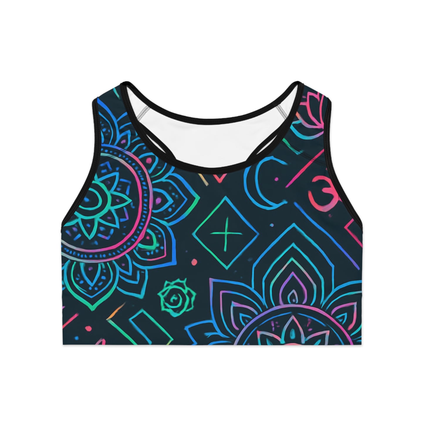 Colorful Mandala Sports Bra - Boho Yoga Top | Women's Activewear Fitness Bra