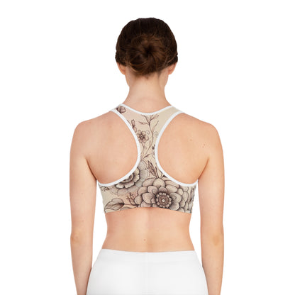 Floral Sports Bra - Comfortable Workout Top, Yoga Gear, Fitness Apparel, Stylish Activewear, Nature-Inspired Bralette