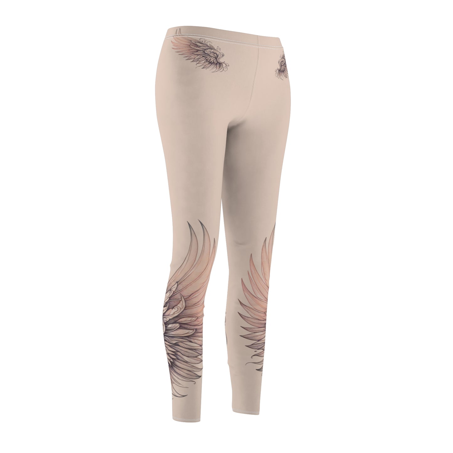 Boho Women's Leggings with Wing Design, Fashionable Casual Wear, Activewear, Gift for Her, Yoga Pants