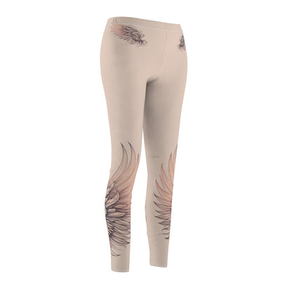 Boho Women's Leggings with Wing Design, Fashionable Casual Wear, Activewear, Gift for Her, Yoga Pants