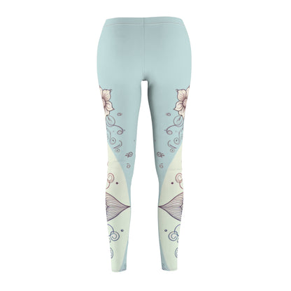 Leggings, Pastel Floral Yoga Pants, Women's Workout Tights, Casual Lounge Wear, Spring Leggings, Comfortable Leggings