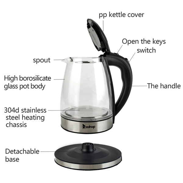 American Standard Electric Kettle 120V, 1200W With Filter Screen And Inner Steel Cover