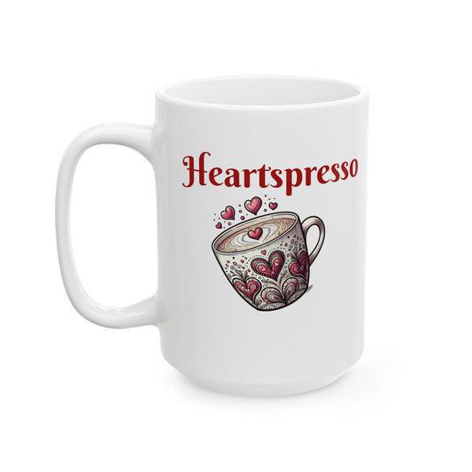 Heartwarming Espresso Ceramic Mug, Coffee Lover Gift, Cute Kitchen Decor, Unique Barista Mug, Perfect for Birthdays, Holidays