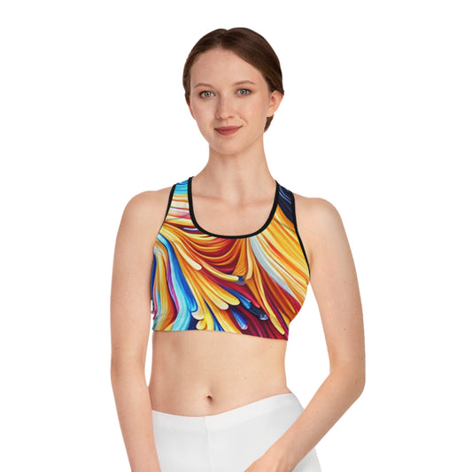 Vibrant Abstract Color Splash Sports Bra - Stylish Activewear

