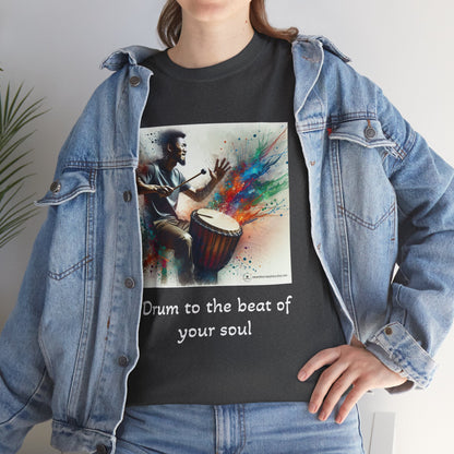 Artistic Drummer Unisex Heavy Cotton Tee -Gift for Musicians, Concert T-Shirt, Art Lovers, Gifts, Festivals, Summer Vibes, gift for him