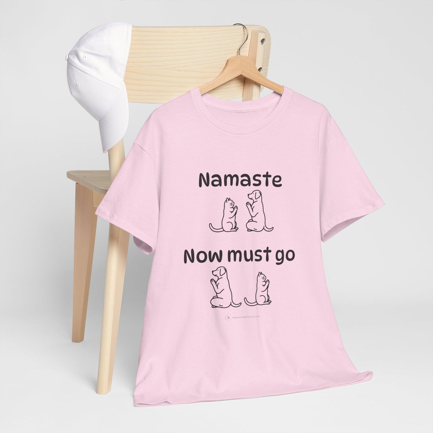 Namaste Pilates Meditation Cat and Dog Zen T Shirt | Namaste Now Must Go Animal Yoga Lover Unisex Heavy Cotton Pet T Shirt for Gift