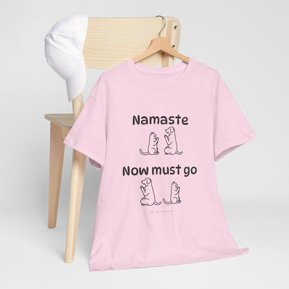Namaste Pilates Meditation Cat and Dog Zen T Shirt | Namaste Now Must Go Animal Yoga Lover Unisex Heavy Cotton Pet T Shirt for Gift