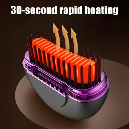 GlamGo™ Cordless Mini Hair Straightener Brush – Style Anywhere in 30 Seconds
