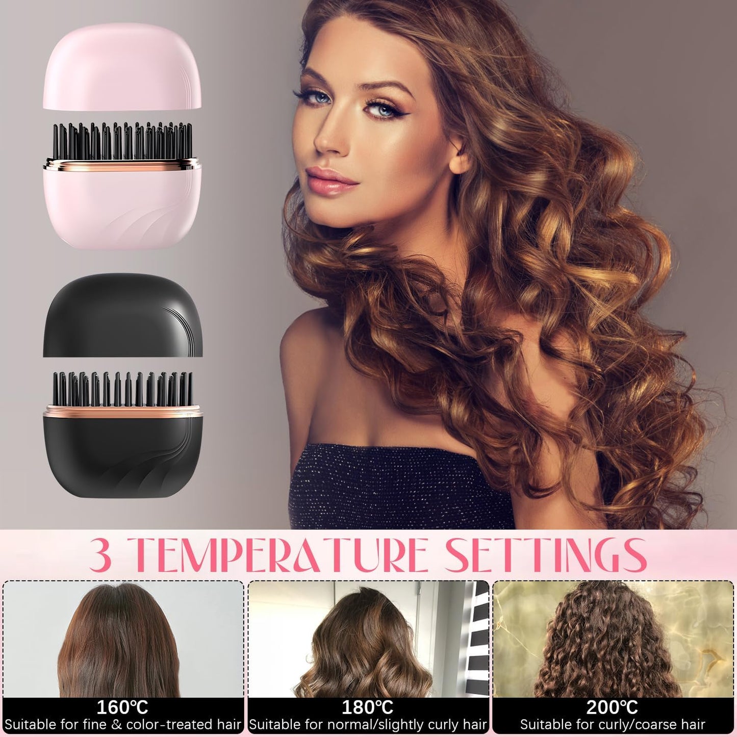 GlamGo™ Cordless Mini Hair Straightener Brush – Style Anywhere in 30 Seconds