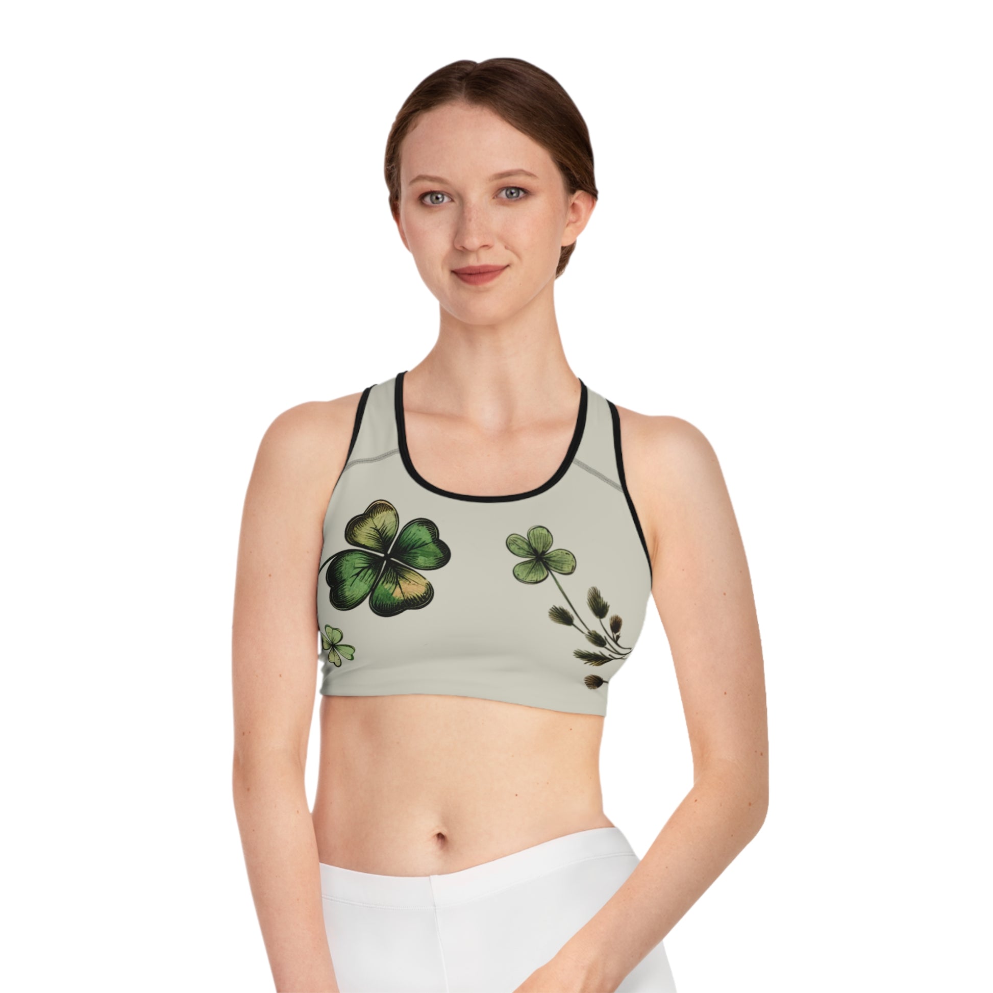 Clover Sports Bra - Stylish Floral Activewear for Yoga & Gym

