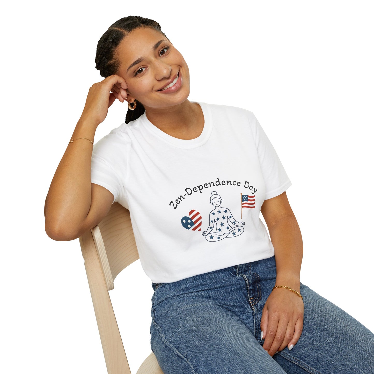 Relaxed Zen T-Shirt for Independence Day Celebration, Unisex Tee, Mindfulness Apparel, July 4th Gift, Comfortable Casual Wear