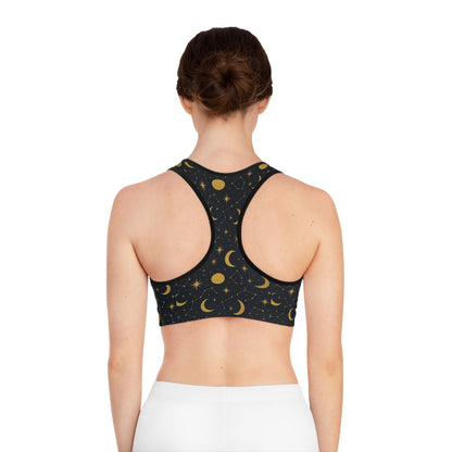 Celestial Sports Bra - Cosmic Yoga, Activewear, Festival Outfit, Starry Fitness, Astrology Lover Gift