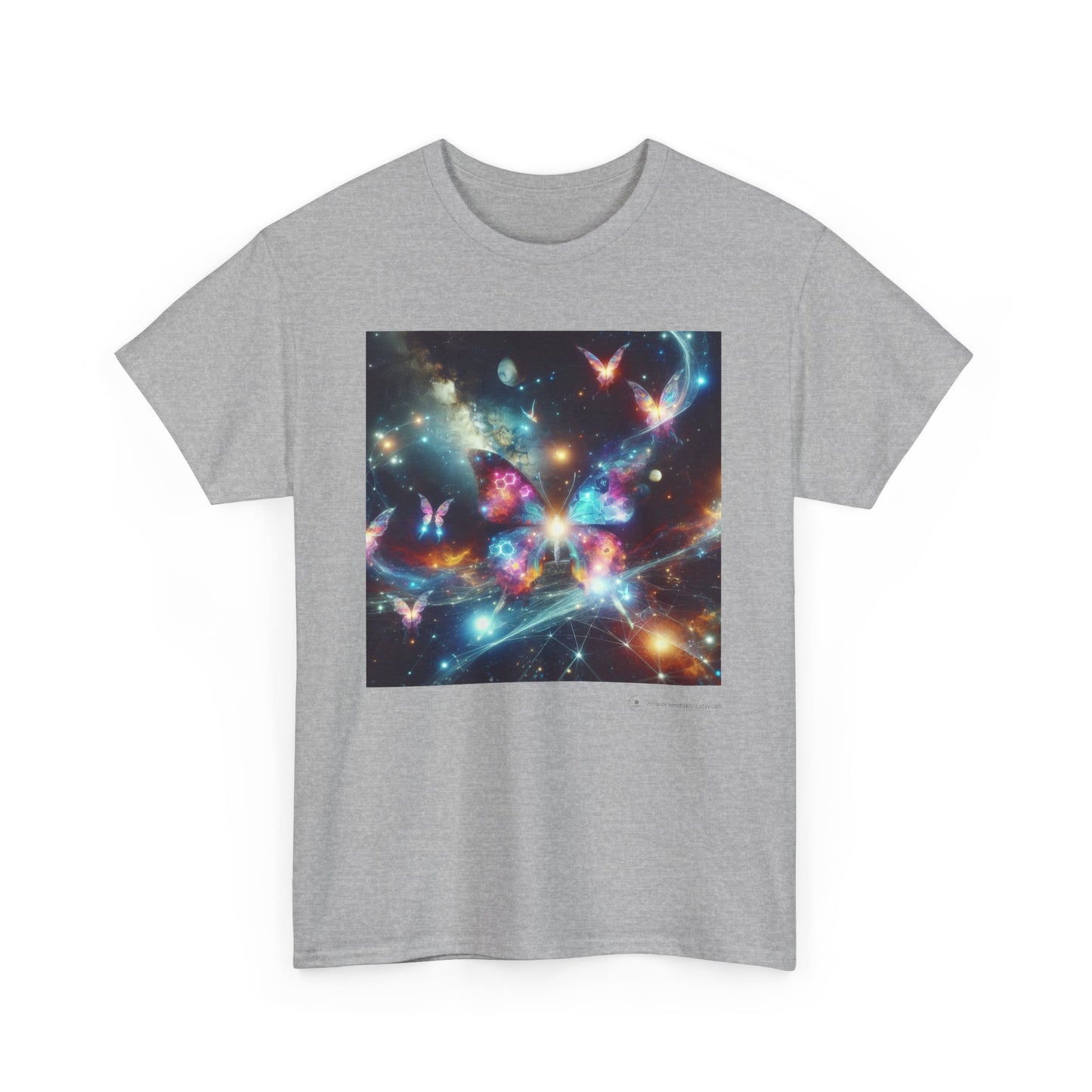Cosmic Butterfly Graphic Tee, Unisex Cotton T-Shirt, Space Art Shirt, Festival Attire, Nature Lover Gift, Vibrant Wear, Gift for Her