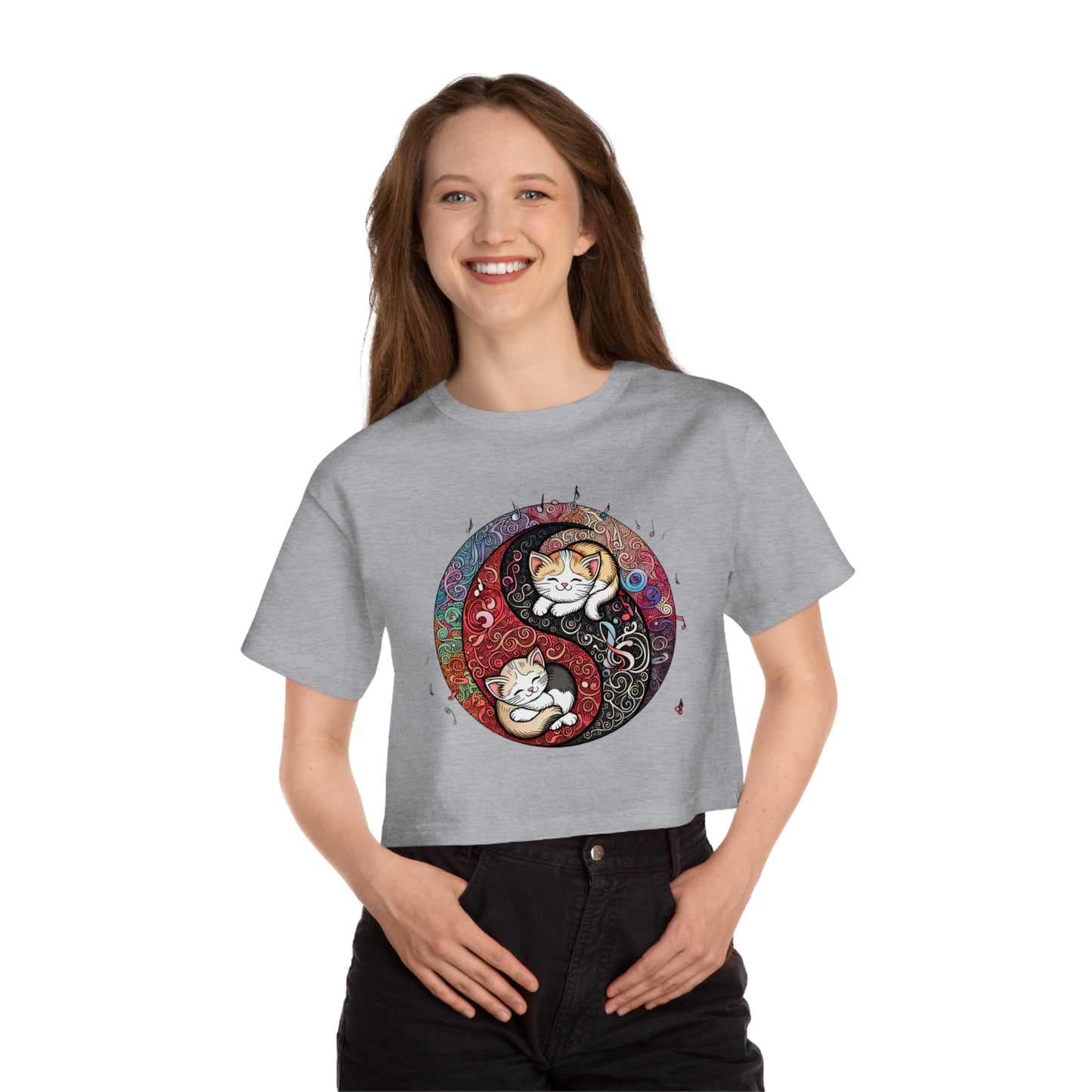 Yin Yang Tee Women Cat and Pet Animal Lover Shirt | Cool Designed Cat Themed Spiritual Yin Yang T-Shirt Outfit Gift for Her