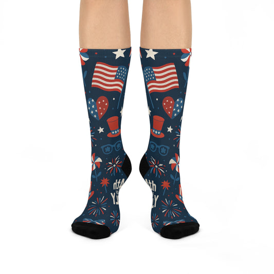 Patriotic Cushioned Crew Socks - Comfy USA-Themed Gift

